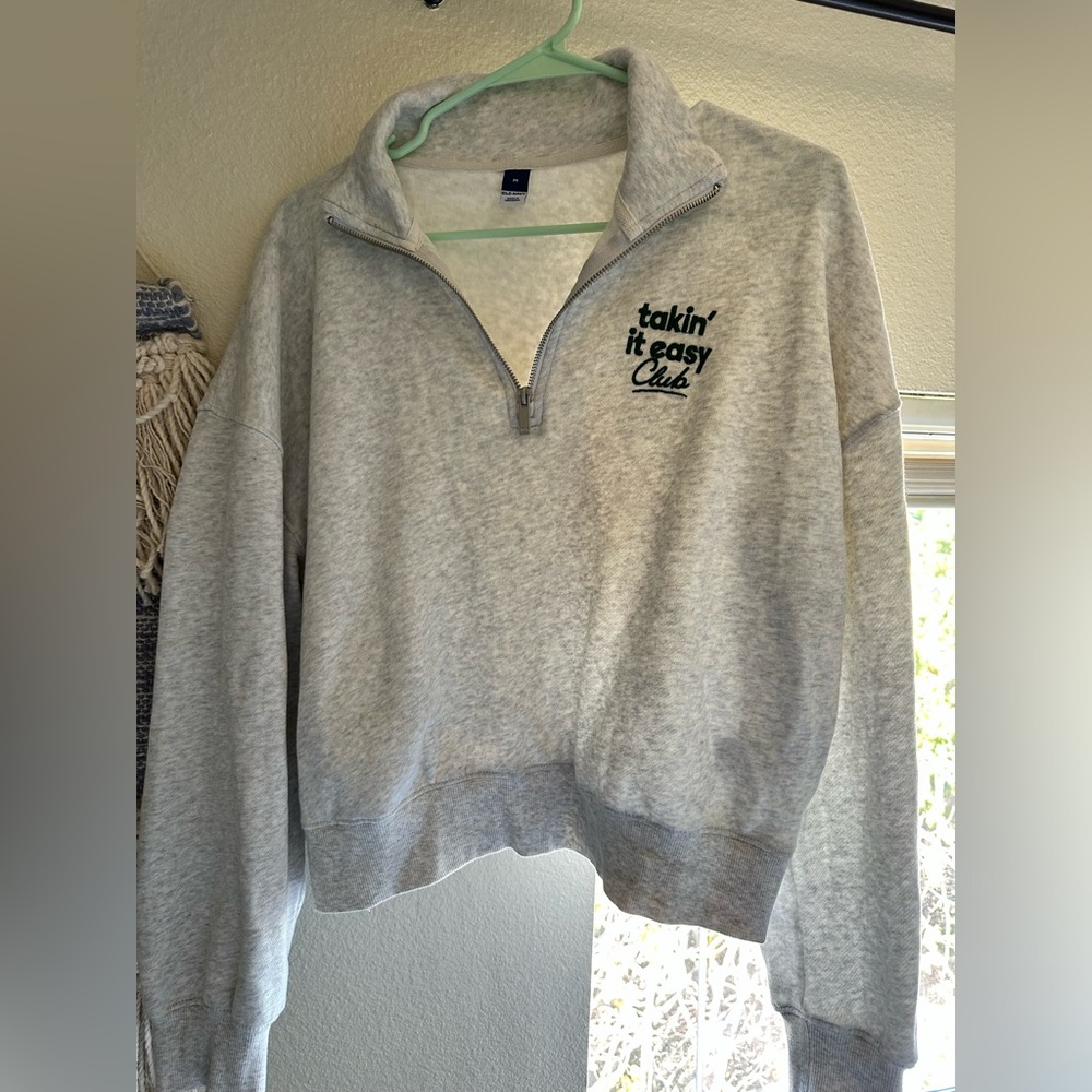 Old Navy Light Gray Zip-Up Sweater